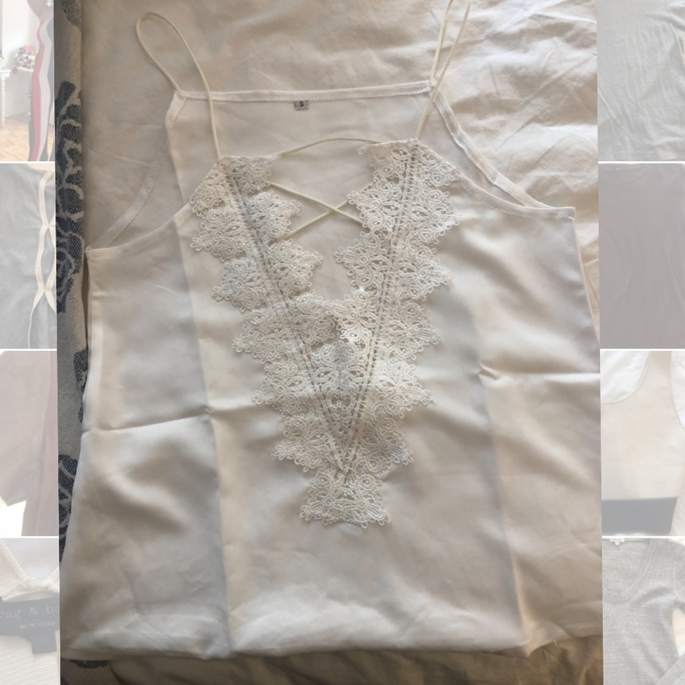 White lightweight top with lace